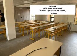 Photo détaillant le don Don de 64 tables et 153 chaises - SciencesPo Aix en Provence