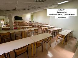 Photo détaillant le don Don de 64 tables et 153 chaises - SciencesPo Aix en Provence